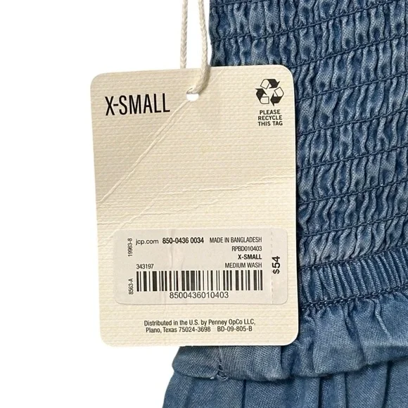 Ana NWT A New Approach A-Line Smocked Dress Womens XS Blue Cotton Sleeveless - Picture 5 of 5